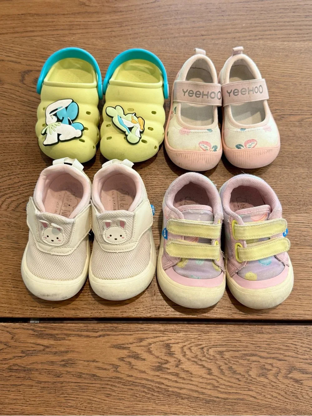 4 Pairs of Toddler Girl Shoes Bundle US 6 – Jan & Jul, Yeehoo & Babycare